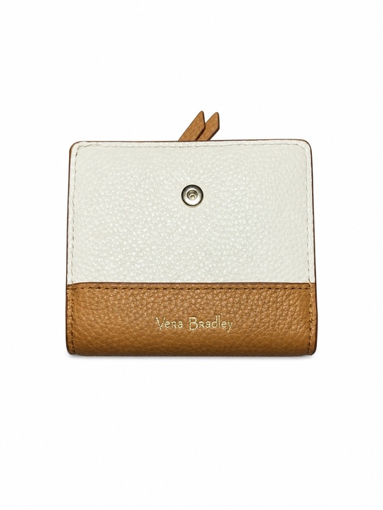 Vera Bradley Handbags - Vera Bradley White and Tan Pebbled Leather Compact Wallet